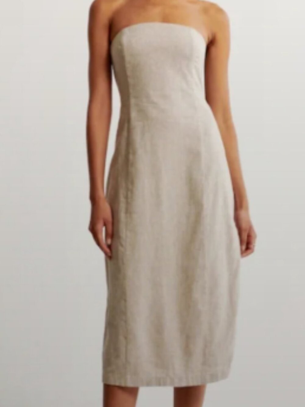 Abercrombie Sand/Beige Midi Linen Dress